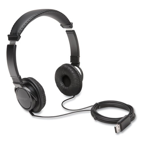 hi-fi headphones in black with a USB cable