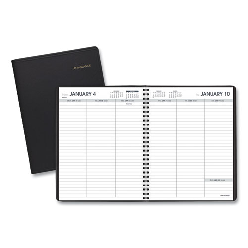 Weekly Planner Ruled for Open Scheduling, 8.75 x 6.75, Black, 2021
