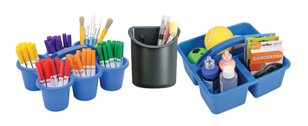 Antimicrobial office and school supply storage
